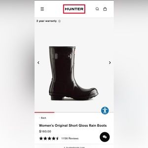 Hunter Women's Original Short Gloss Rain Boots